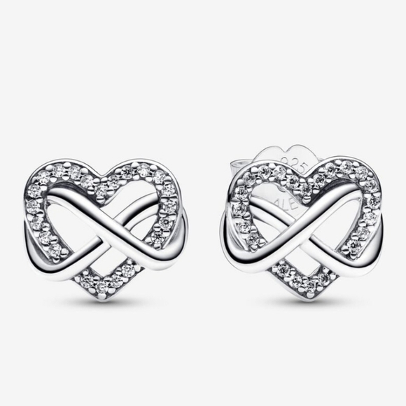 Pandora Sparkling Infinity Heart Stud Earrings - Picture 1 of 4